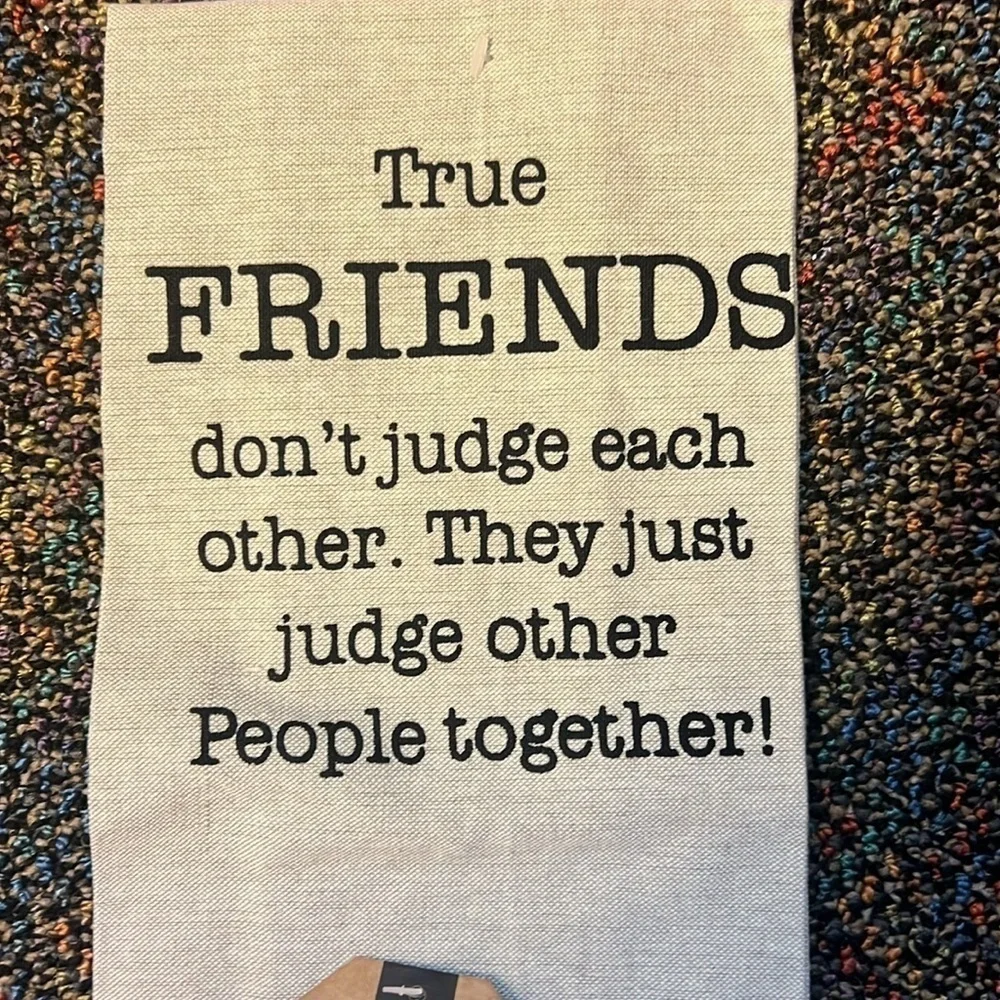 Twisted Anchor, Tan Kitchen Tea Towel with Friendship humor on it. 16” X 28”